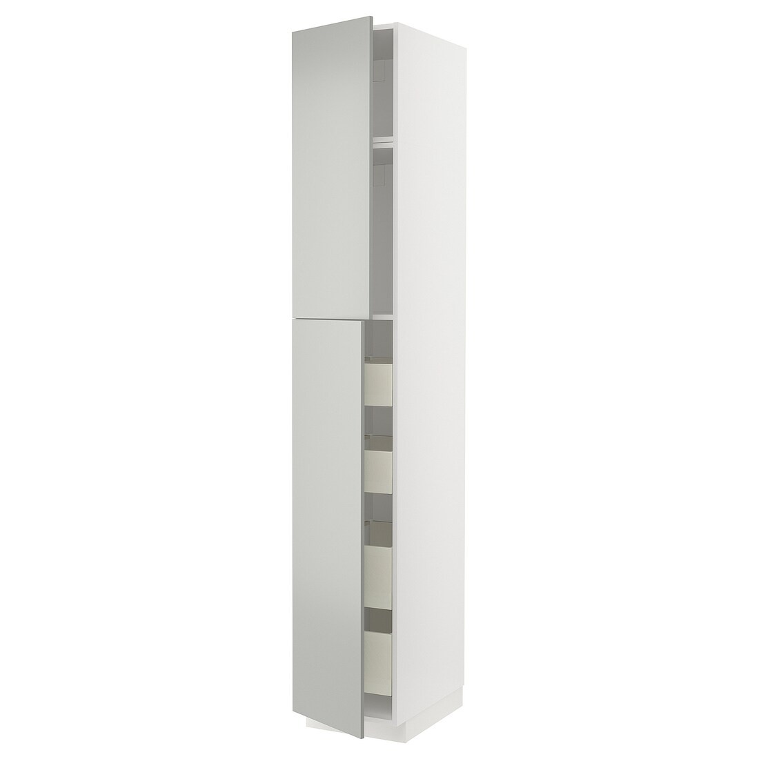 IKEA METOD / MAXIMERA Шафа висока 2 дверей / 4 шухляди, білий / Хавсторп світло-сірий, 40x60x240 см 49538532 495.385.32