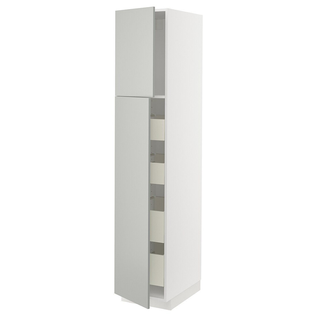 IKEA METOD / MAXIMERA Шафа висока 2 дверей / 4 шухляди, білий / Хавсторп світло-сірий, 40x60x200 см 59538032 | 595.380.32