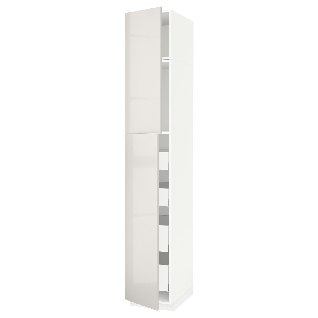 IKEA METOD МЕТОД / MAXIMERA МАКСІМЕРА Шафа висока 2 дверей / 4 шухляди, білий / Ringhult світло-сірий, 40x60x240 см 99468032 994.680.32