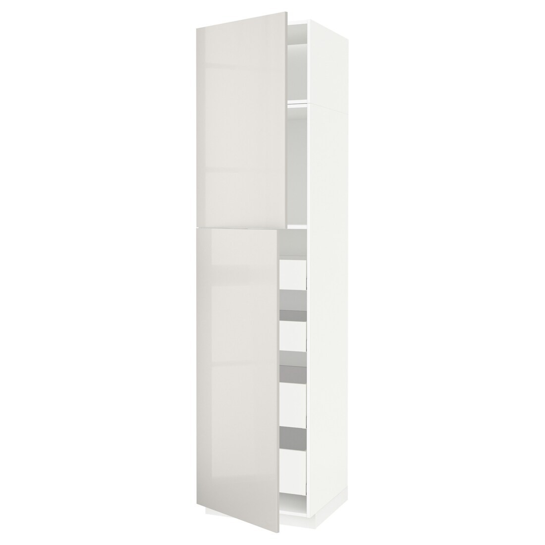 IKEA METOD МЕТОД / MAXIMERA МАКСІМЕРА Шафа висока 2 дверей / 4 шухляди, білий / Ringhult світло-сірий, 60x60x240 см 39462127 | 394.621.27