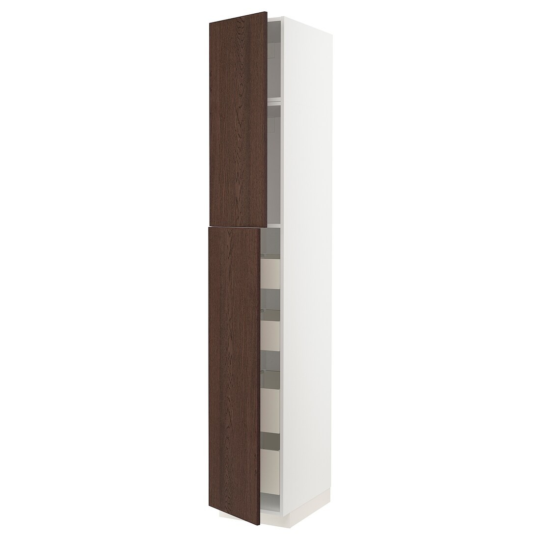 IKEA METOD МЕТОД / MAXIMERA МАКСІМЕРА Шафа висока 2 дверей / 4 шухляди, білий / Sinarp коричневий, 40x60x240 см 09454572 | 094.545.72