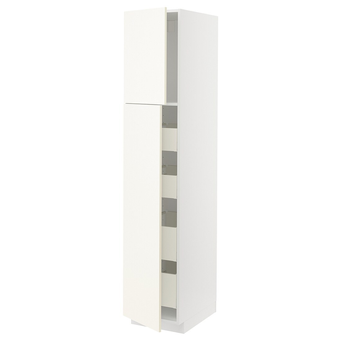 IKEA METOD МЕТОД / MAXIMERA МАКСІМЕРА Шафа висока 2 дверей / 4 шухляди, білий / Vallstena білий, 40x60x200 см 49507427 495.074.27