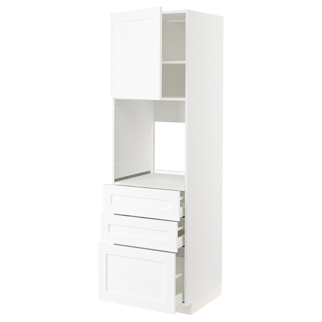 IKEA METOD МЕТОД / MAXIMERA МАКСІМЕРА Висока шафа для духовки, білий Enköping / білий імітація дерева, 60x60x200 см 49473583 494.735.83