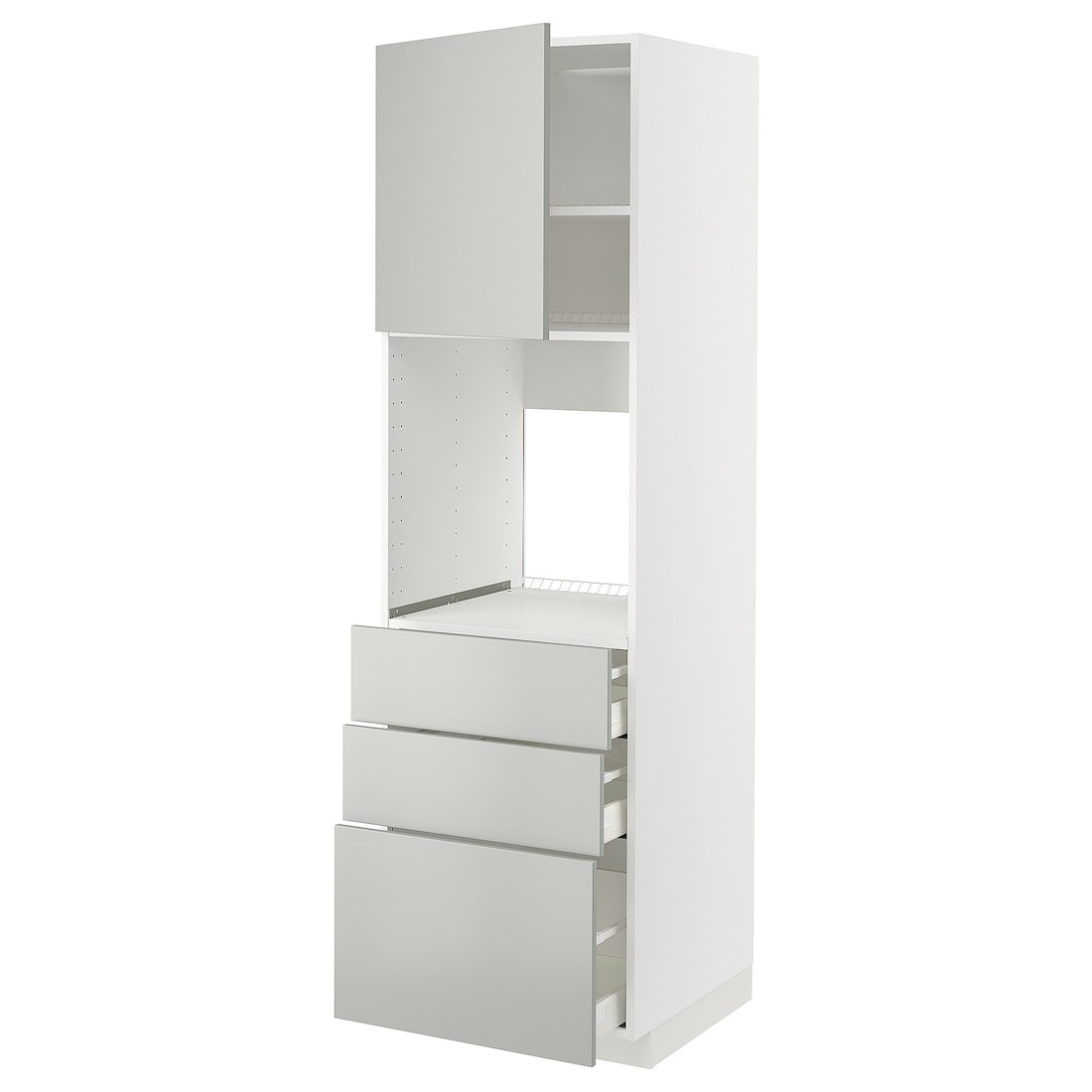 IKEA METOD / MAXIMERA Висока шафа для духовки, білий / Хавсторп світло-сірий, 60x60x200 см 49538985 495.389.85