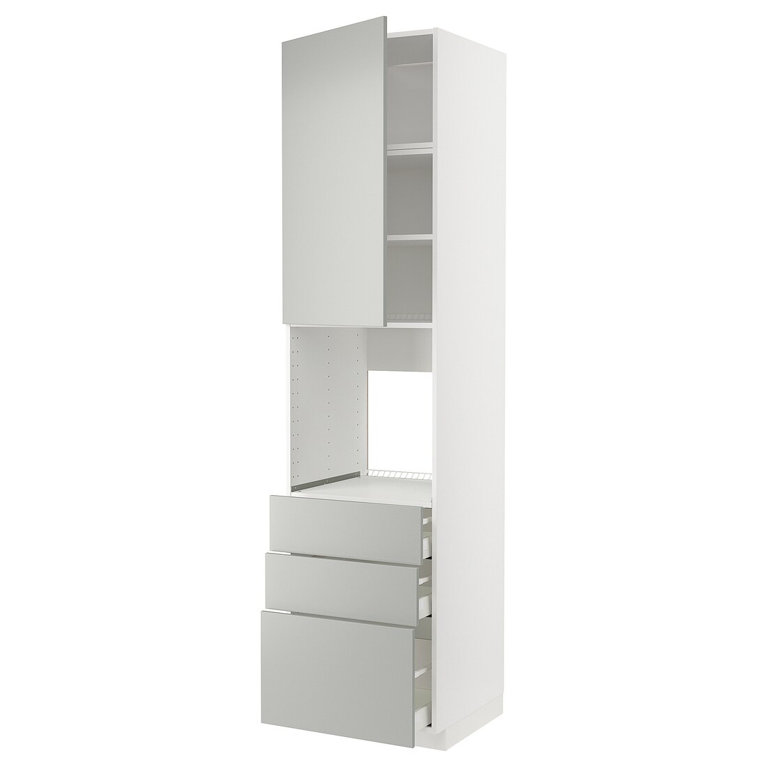 IKEA METOD / MAXIMERA Висока шафа для духовки, білий / Хавсторп світло-сірий, 60x60x240 см 79538984 | 795.389.84