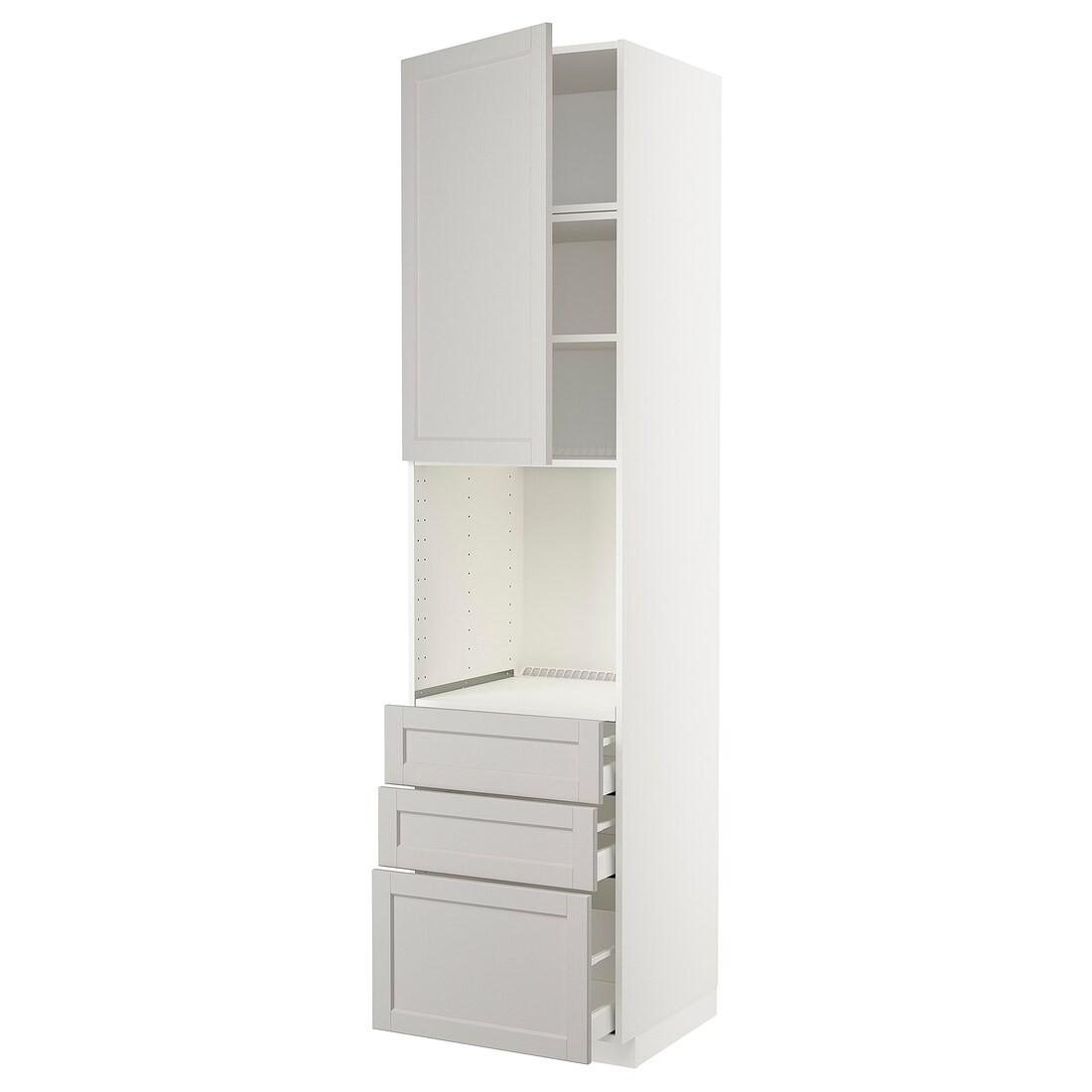 IKEA METOD МЕТОД / MAXIMERA МАКСІМЕРА Висока шафа для духовки, білий / Lerhyttan світло-сірий, 60x60x240 см 19461930 194.619.30
