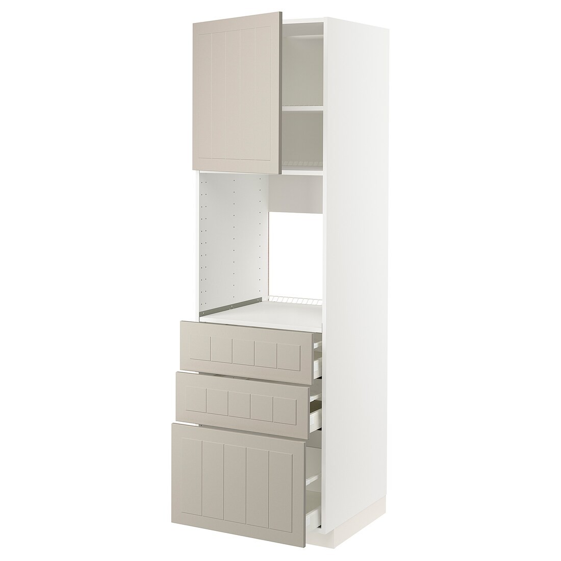 IKEA METOD МЕТОД / MAXIMERA МАКСІМЕРА Висока шафа для духовки, білий / Stensund бежевий, 60x60x200 см 29458791 294.587.91