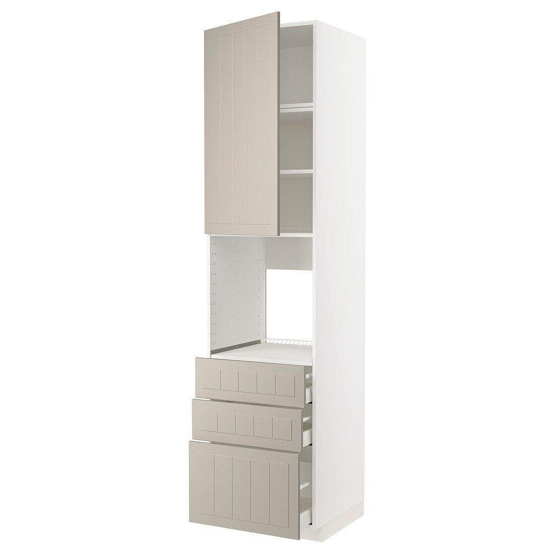 IKEA METOD МЕТОД / MAXIMERA МАКСІМЕРА Висока шафа для духовки, білий / Stensund бежевий, 60x60x240 см 09469663 094.696.63