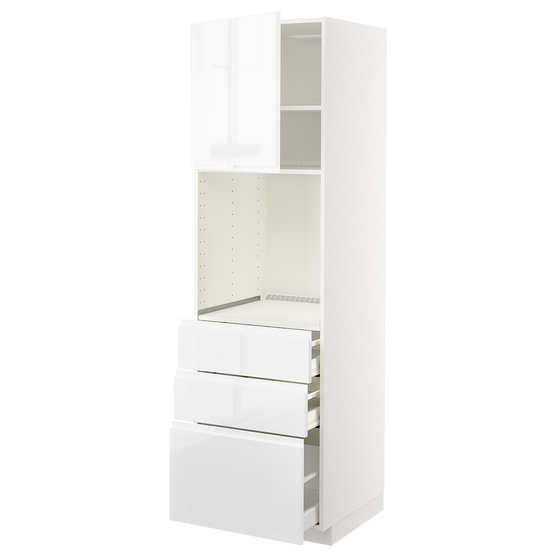 IKEA METOD МЕТОД / MAXIMERA МАКСІМЕРА Висока шафа для духовки, білий / Voxtorp глянцевий / білий, 60x60x200 см 09466594 | 094.665.94