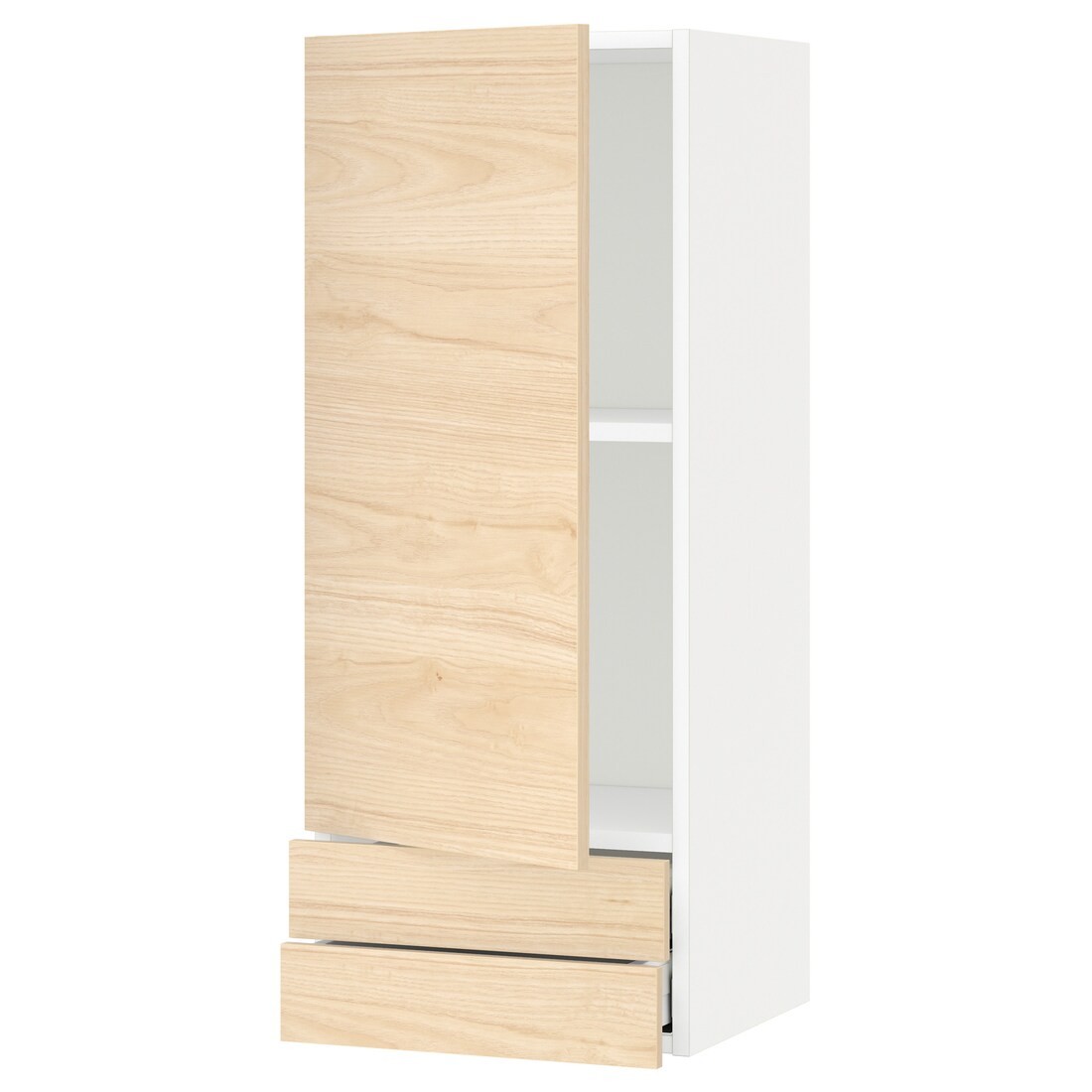 IKEA METOD МЕТОД / MAXIMERA МАКСІМЕРА Настінна шафа, двері / 2 шухляди, білий / Askersund візерунок світлий ясен, 40x100 см 29457112 294.571.12