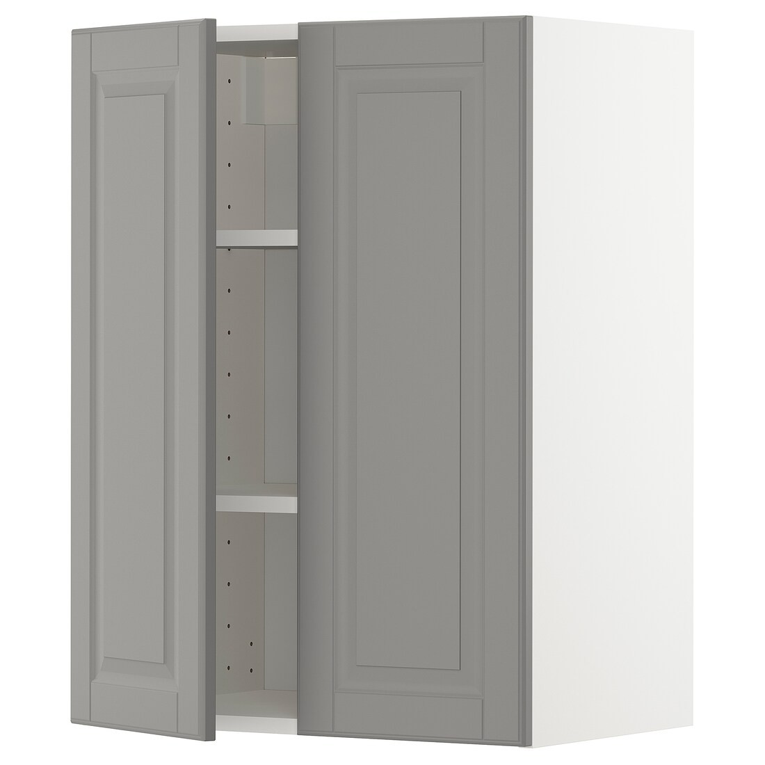 IKEA METOD МЕТОД Навісна шафа з полицями / 2 дверцят, білий / Bodbyn сірий, 60x80 см 29458507 294.585.07