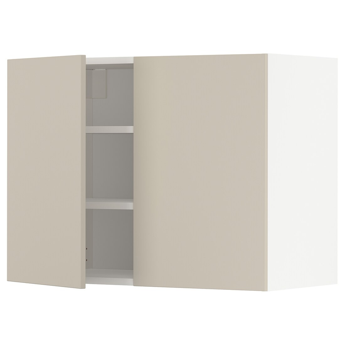 IKEA METOD МЕТОД Навісна шафа з полицями / 2 дверцят, білий / Havstorp бежевий, 80x60 см 19456815 194.568.15
