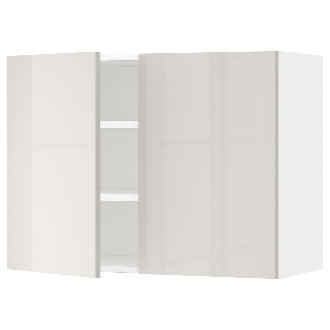 IKEA METOD МЕТОД Навісна шафа з полицями / 2 дверцят, білий / Ringhult світло-сірий, 80x60 см 99466844 994.668.44