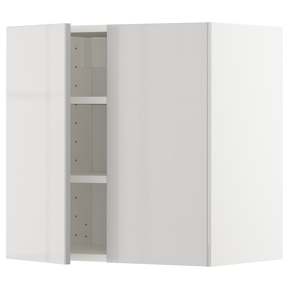 IKEA METOD МЕТОД Навісна шафа з полицями / 2 дверцят, білий / Ringhult світло-сірий, 60x60 см 29467385 294.673.85