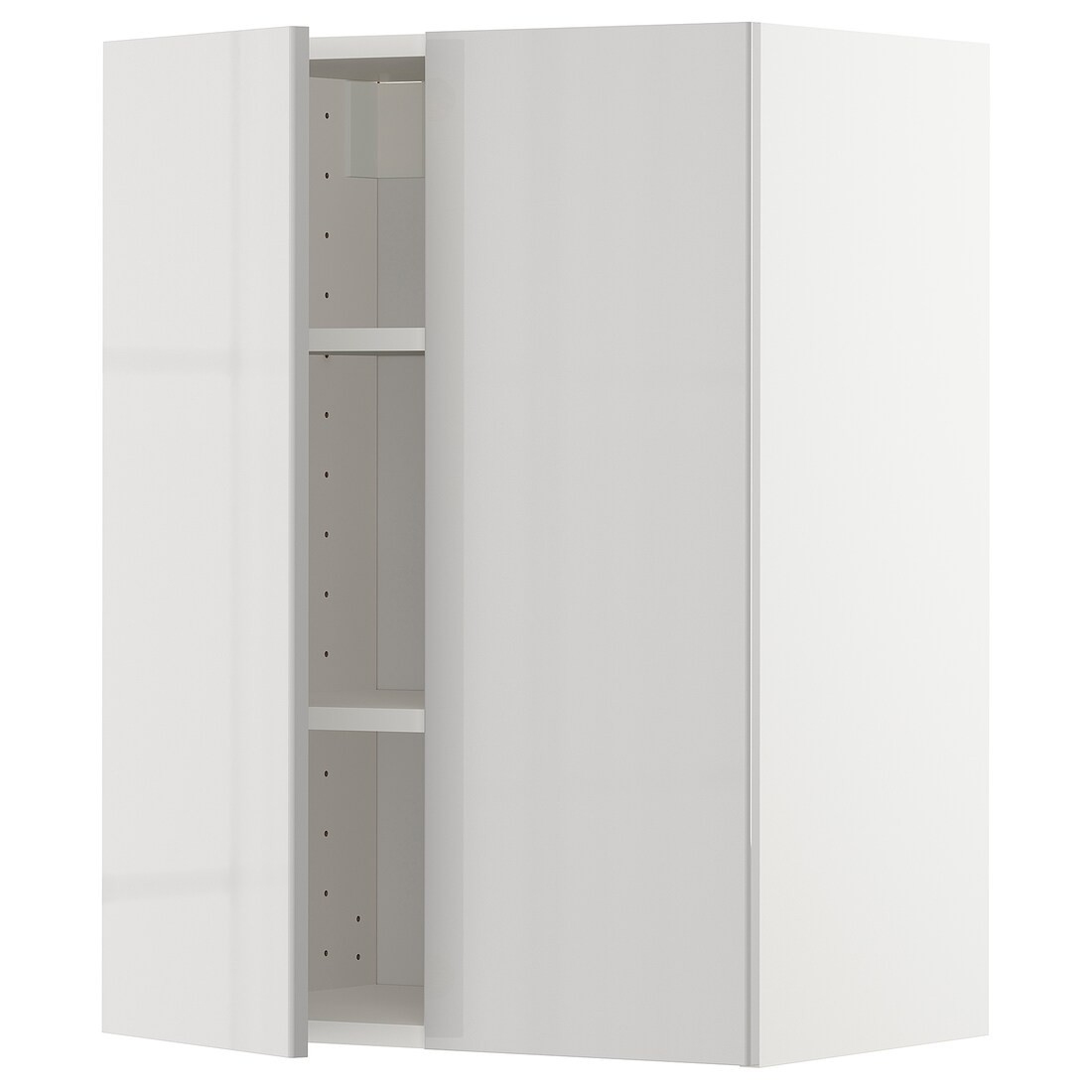 IKEA METOD МЕТОД Навісна шафа з полицями / 2 дверцят, білий / Ringhult світло-сірий, 60x80 см 09463109 094.631.09
