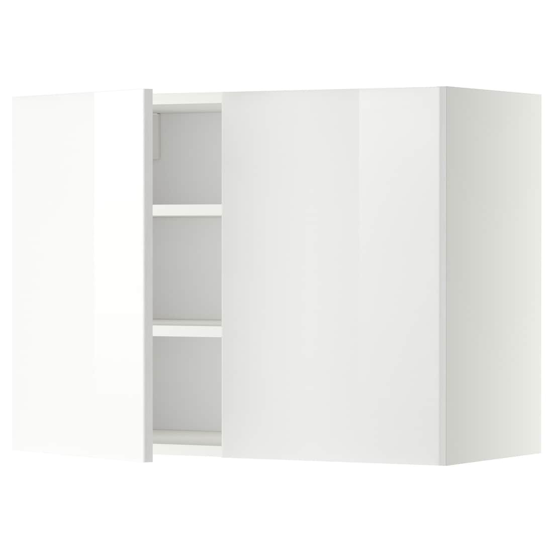 IKEA METOD МЕТОД Навісна шафа з полицями / 2 дверцят, білий / Ringhult білий, 80x60 см 39467035 394.670.35