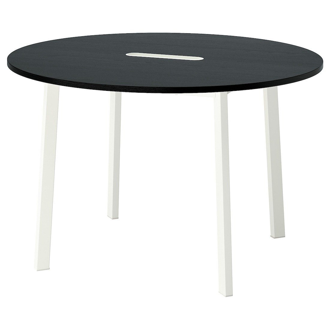 IKEA MITTZON стіл для конференцій, круглий ясеневий шпон чорна морилка / білий, 120x75 см 59530446 | 595.304.46