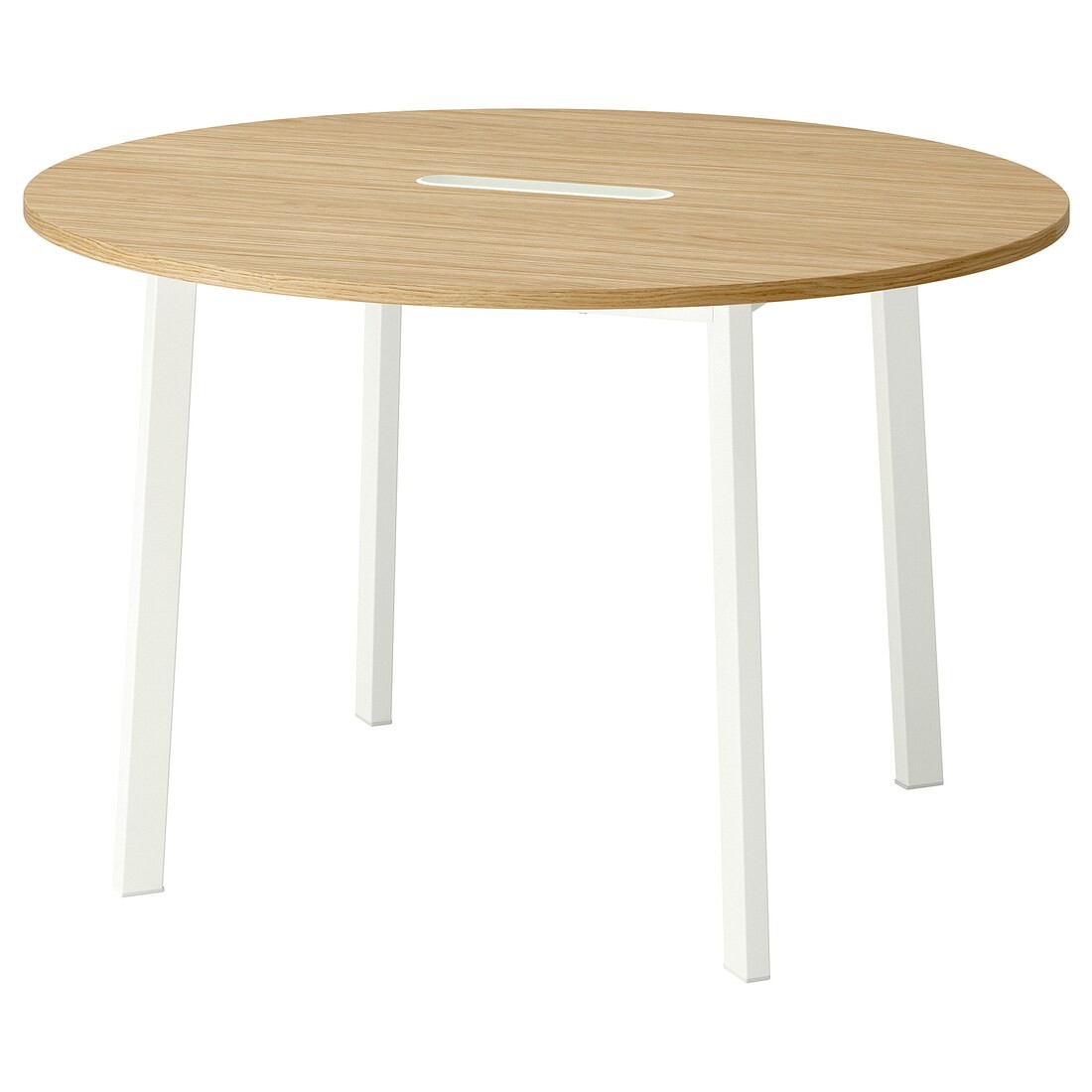 IKEA MITTZON стіл для конференцій, дуб круглий / білий шпон, 120x75 см 59530502 595.305.02