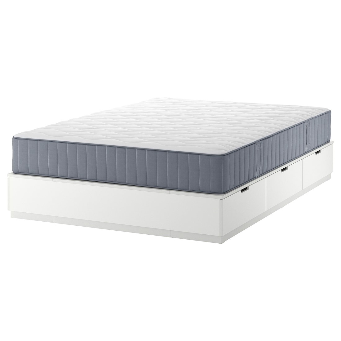 IKEA NORDLI Ліжко з контейнером і матрацом, білий / Vågstranda середньої твердості, 160x200 см 69537715 | 695.377.15
