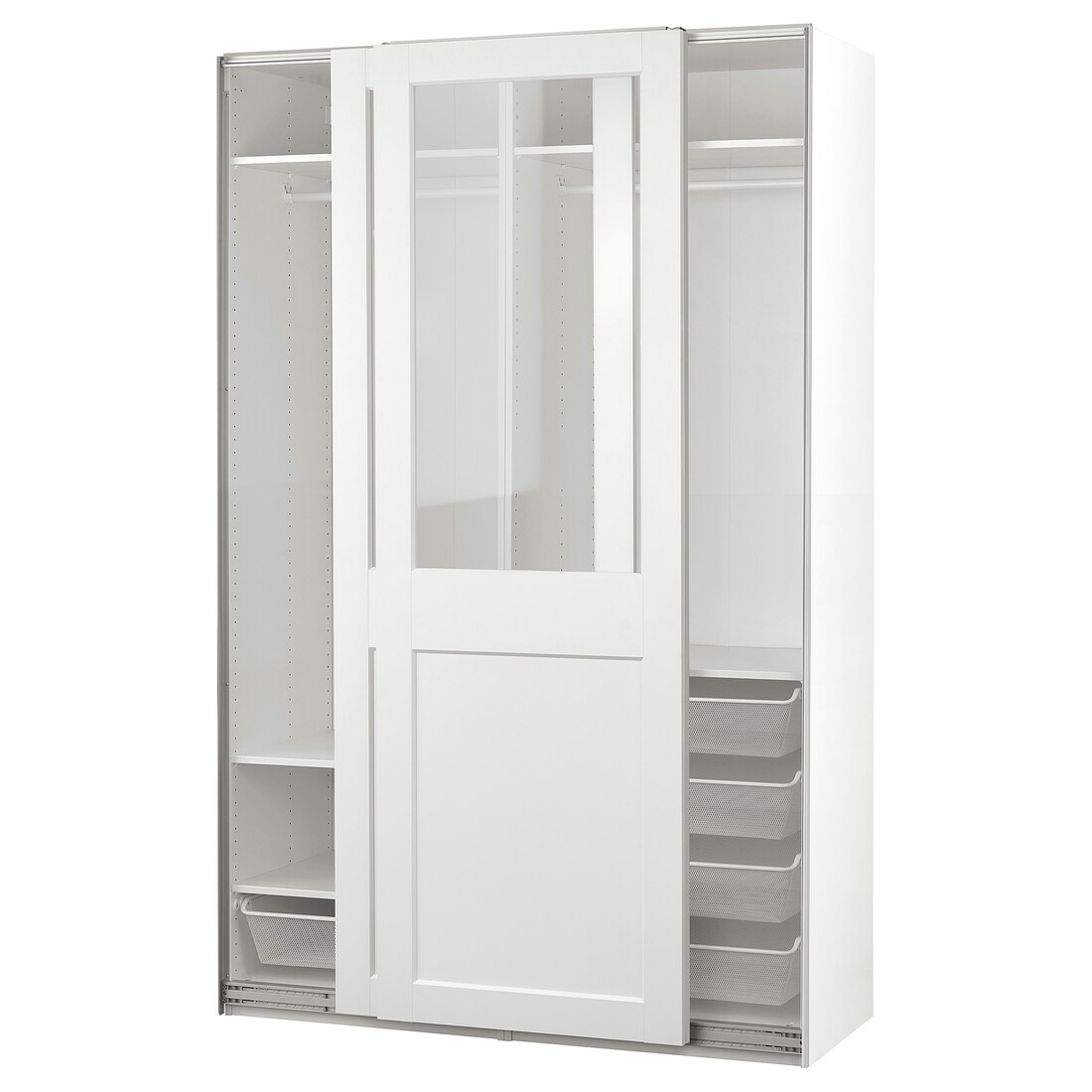 IKEA PAX / GRIMO Гардероб з розсувними дверима, біле / прозоре скло біле, 150x66x236 см 89502277 | 895.022.77