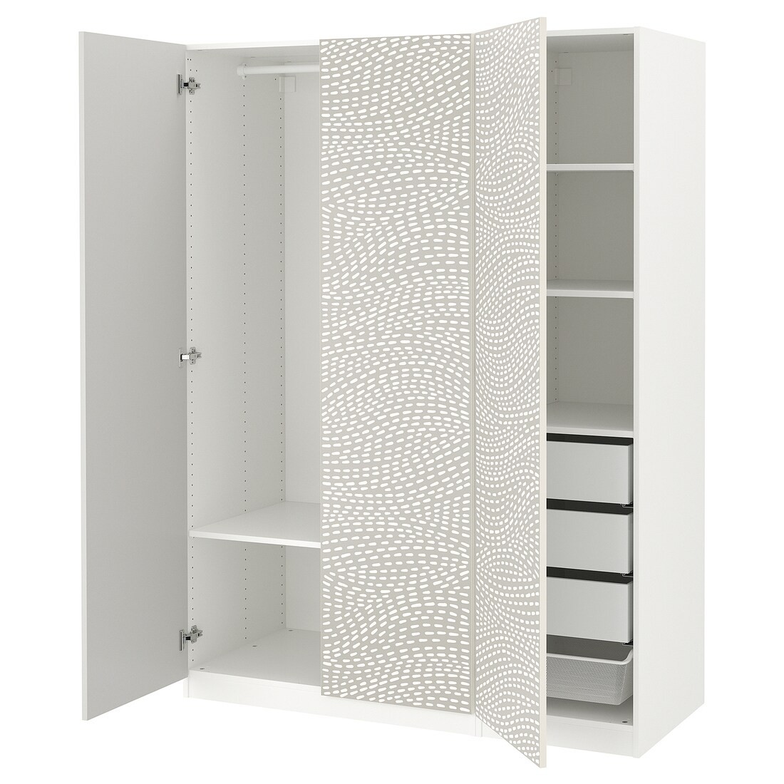 IKEA PAX / MISTUDDEN Комбінація шаф, білий/сірий візерунок, 150x60x201 см 19521062 195.210.62