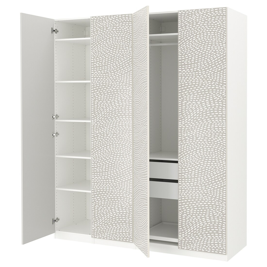 IKEA PAX / MISTUDDEN Комбінація шаф, білий/сірий візерунок, 200x60x236 см 39522980 395.229.80