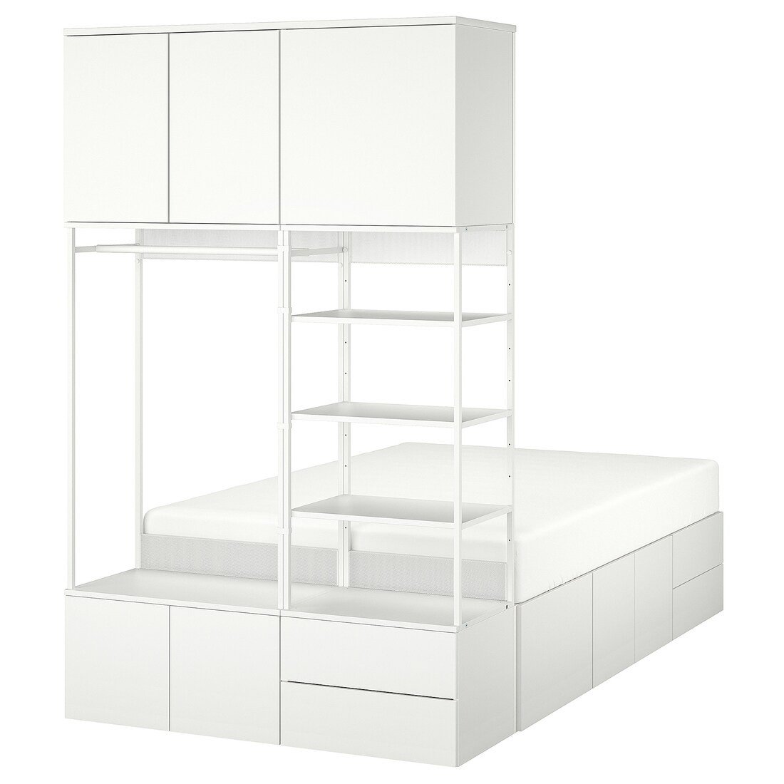IKEA PLATSA ПЛАТСА Ліжко / 8 дверей + 4 шухляди, білий / Fonnes, 142x244x223 cм 49325385 | 493.253.85