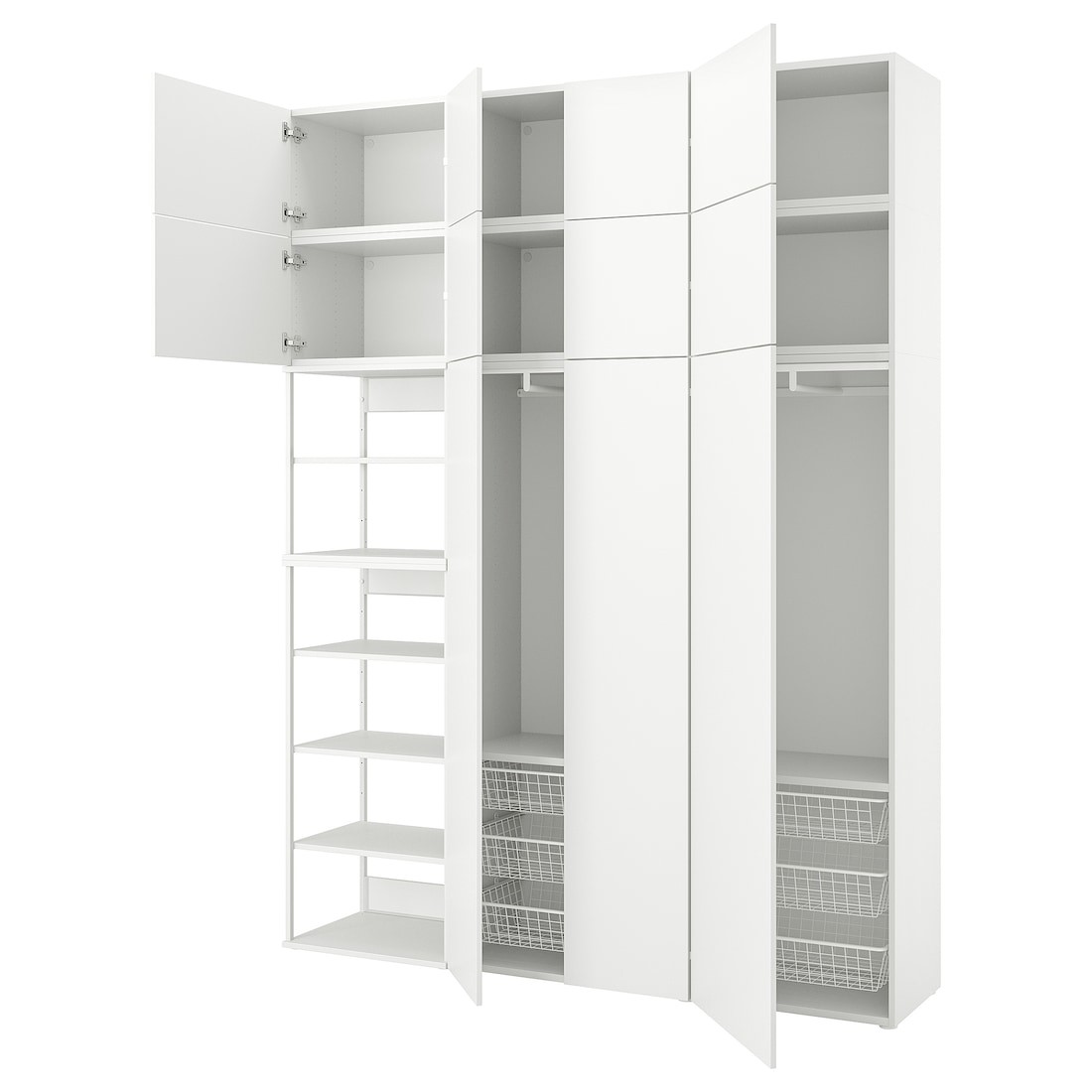 IKEA PLATSA ПЛАТСА Гардероб з 11 дверима, білий / Fonnes білий, 200x42x261 cм 49437415 494.374.15