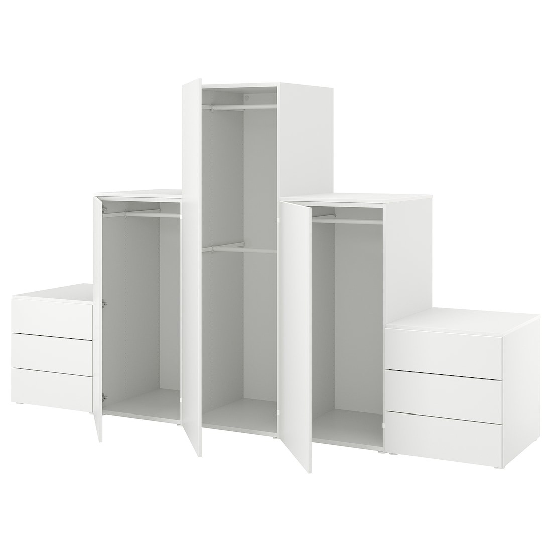 IKEA PLATSA ПЛАТСА Гардероб з 3 дверима / 6 шухлядами, білий / Fonnes білий, 300x57x181 см 79436966 794.369.66