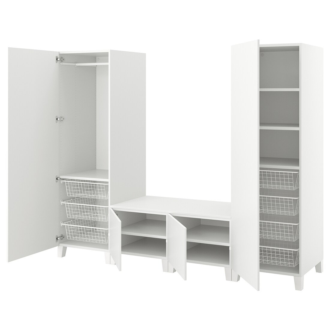 IKEA PLATSA ПЛАТСА Гардероб 4-дверний, білий / Fonnes білий, 240x57x191 см 59437127 594.371.27