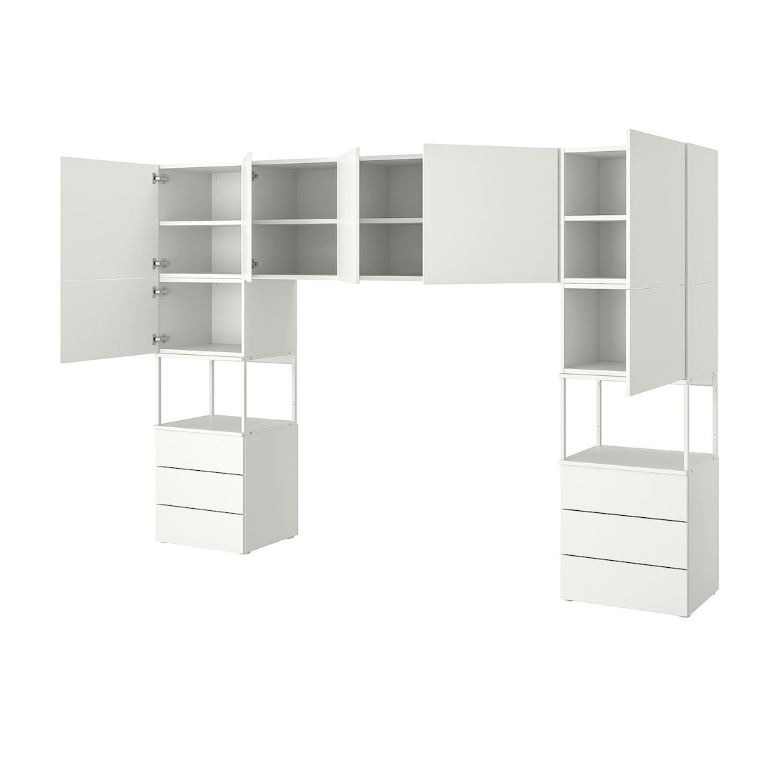 IKEA PLATSA ПЛАТСА Гардероб з 7 дверима / 6 шухлядами, білий / Fonnes білий, 300x42x201 cм 69325214 693.252.14