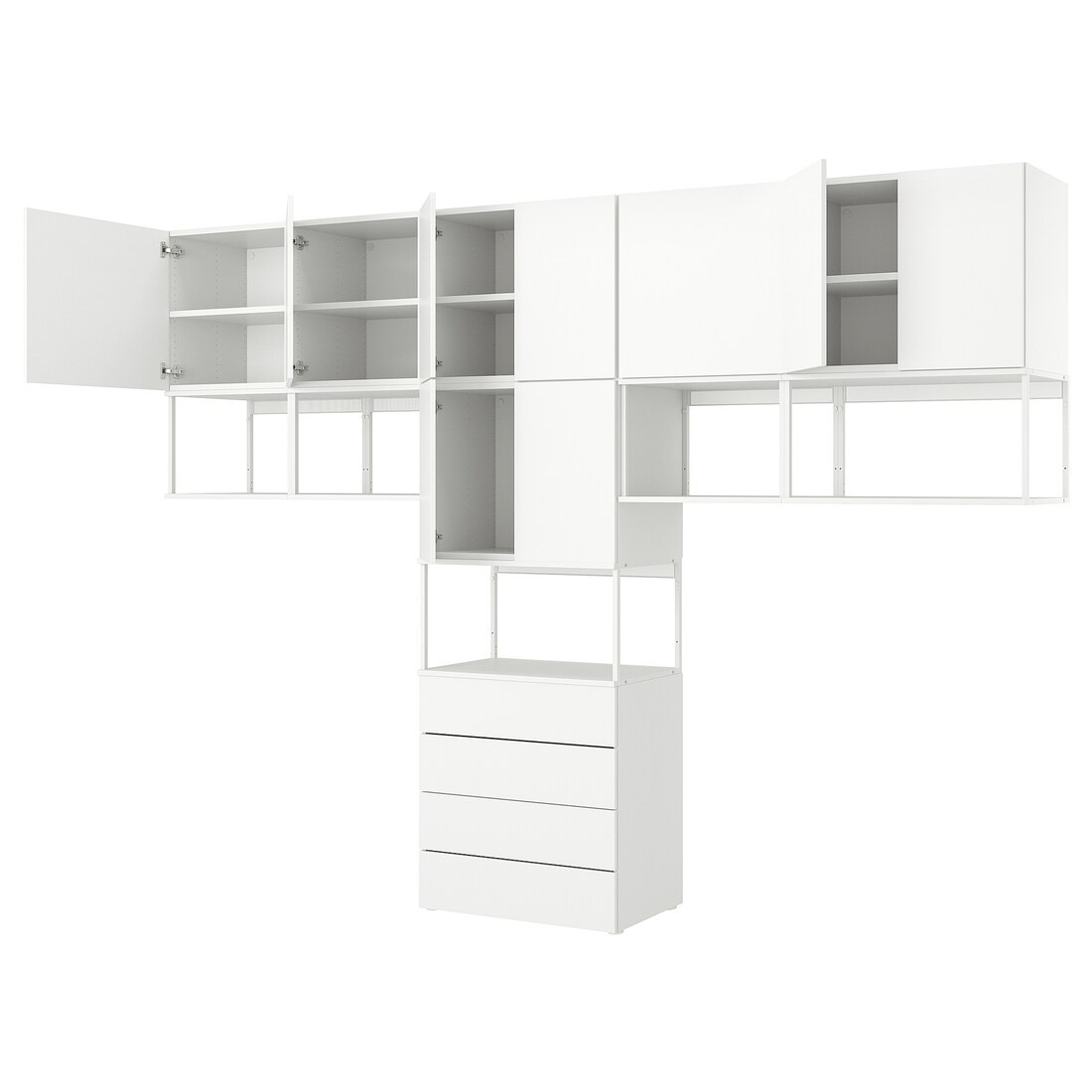IKEA PLATSA ПЛАТСА Гардероб з 9 дверима / 4 шухлядами, білий / Fonnes білий, 340x42x241 см 29437039 294.370.39