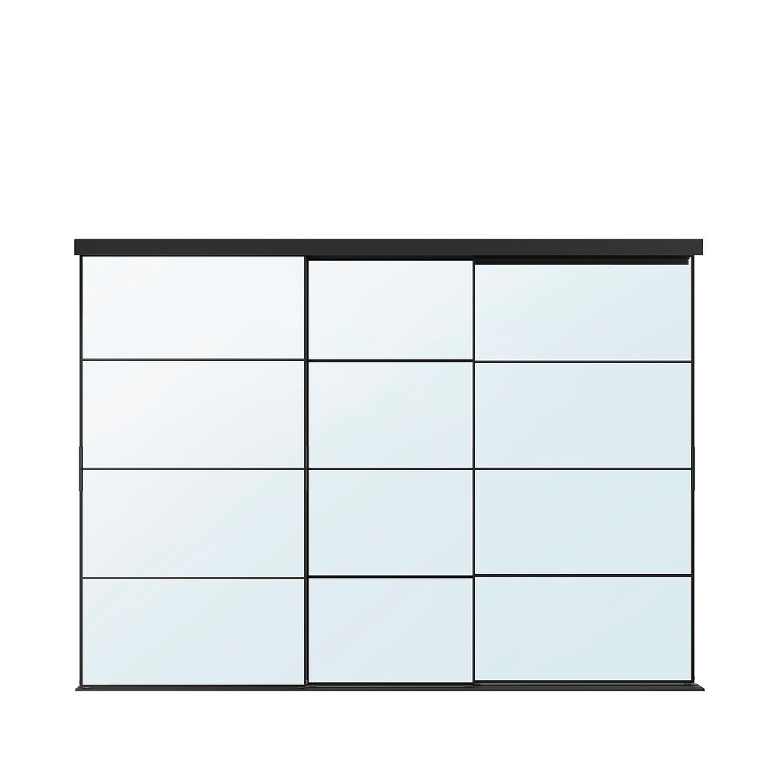 IKEA SKYTTA / AULI комбінація розсувних дверцят, Чорний / Дзеркало, 276x205 см 29575851 295.758.51