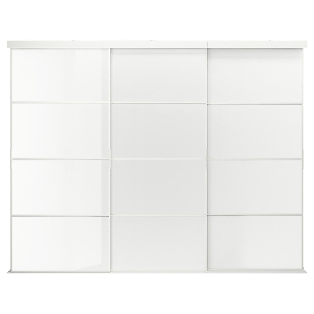 IKEA SKYTTA / FÄRVIK Комбінація розсувних дверей, білий / білий скло, 301x240 см 09477917 | 094.779.17