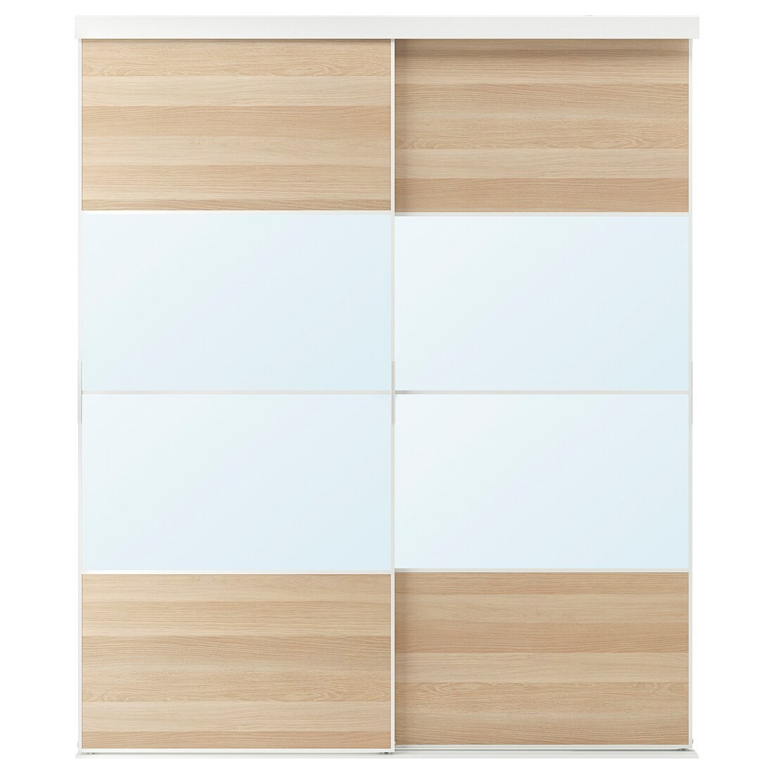 IKEA SKYTTA / MEHAMN/AULI комбінація розсувних дверцят, дзеркало з білого / білого дуба, 202x240 см 19575922 195.759.22