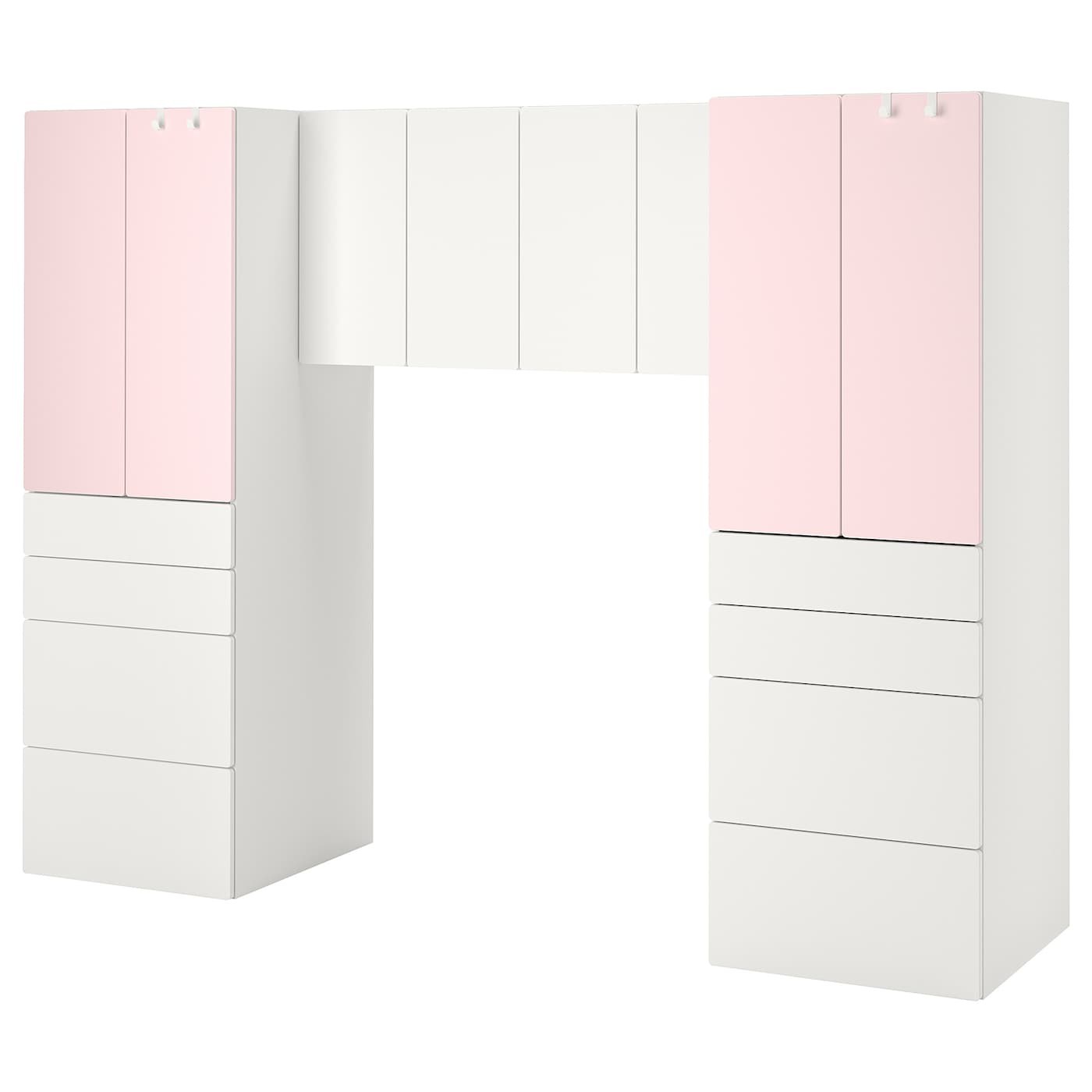 IKEA SMÅSTAD СМОСТАД Стелаж, білий / блідо-рожевий, 240x57x181 см 69431907 694.319.07