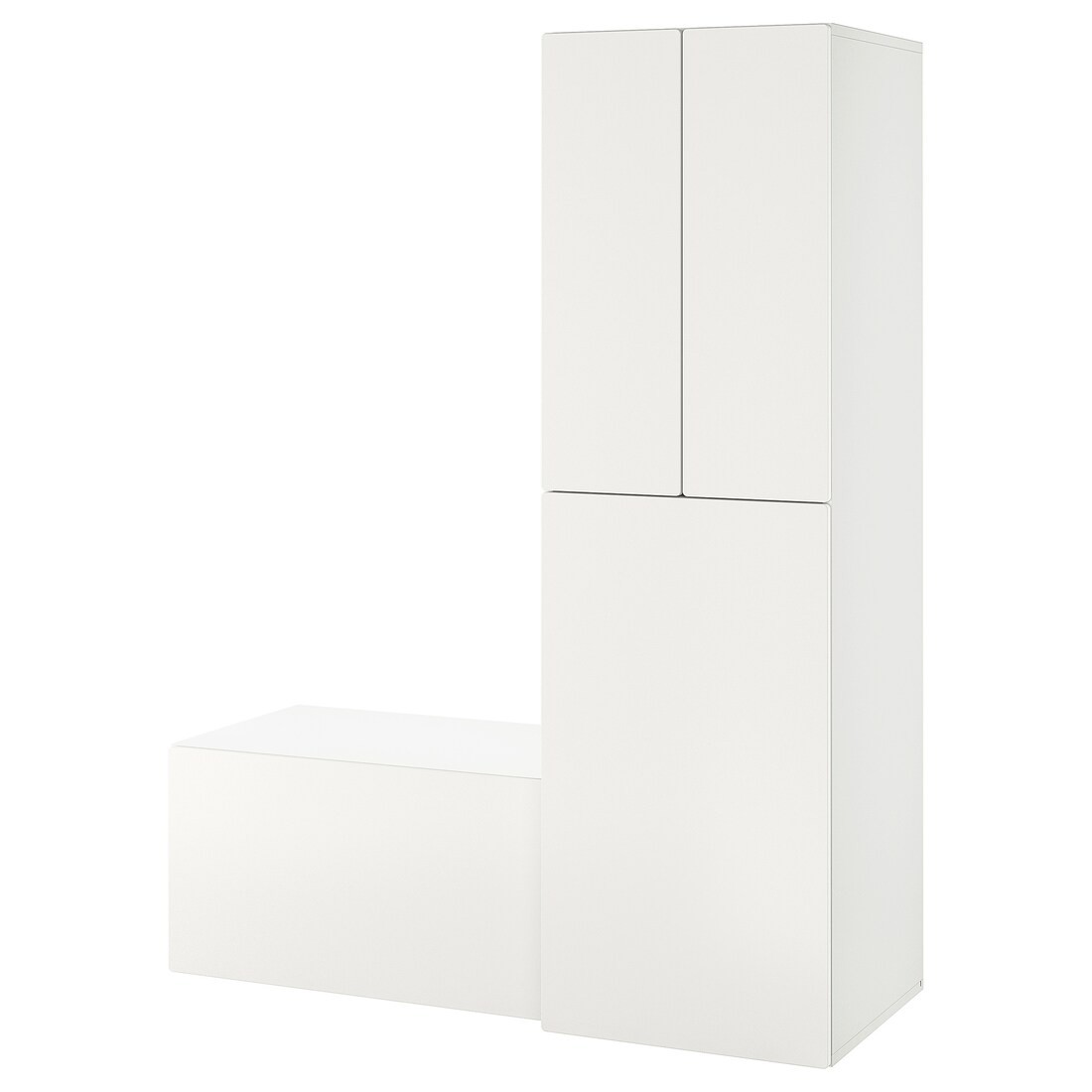 IKEA SMÅSTAD СМОСТАД Гардероб з висувним модулем, білий / з лавкою для зберігання, 150x57x196 cм 79483707 794.837.07