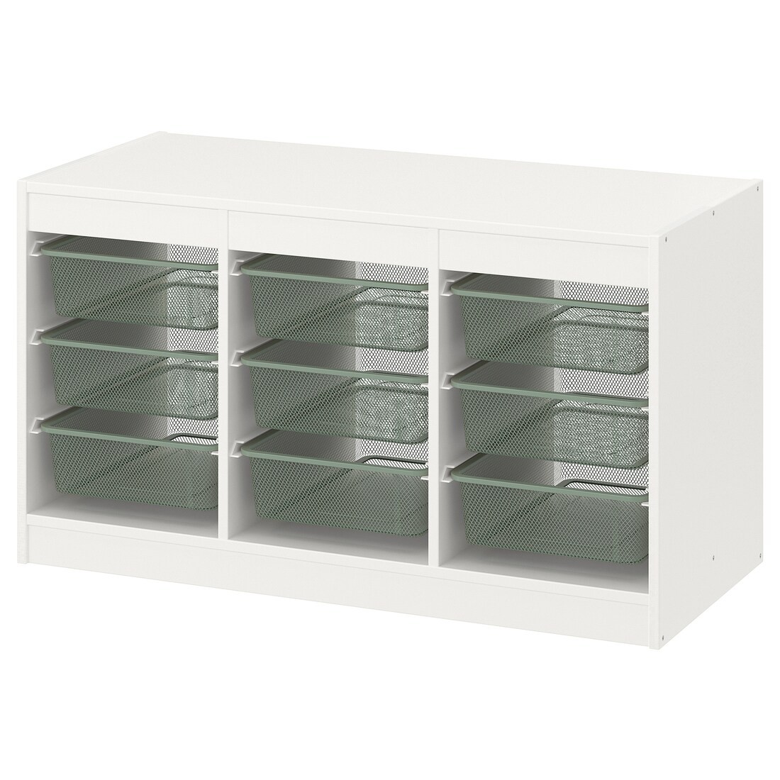 IKEA TROFAST ТРУФАСТ Комбінація для зберігання + контейнери, білий / світлий зелено-сірий, 99x44x56 см 89480322 894.803.22