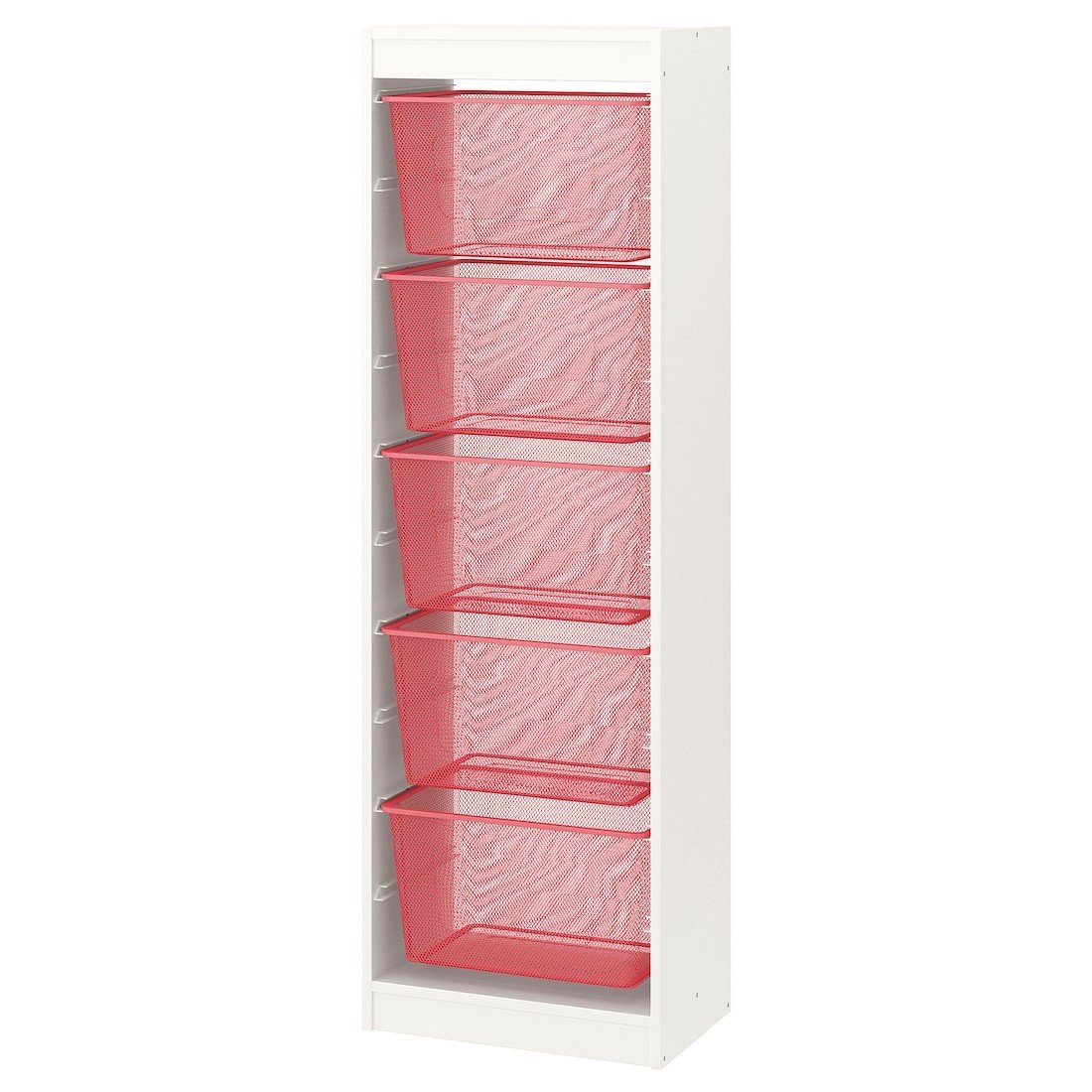 IKEA TROFAST ТРУФАСТ Комбінація для зберігання + контейнери, білий / світло-червоний, 46x30x145 см 09478728 094.787.28