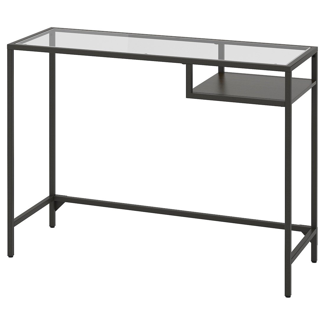 IKEA VITTSJÖ ВІТТШЕ Стіл для ноутбука, чорно-коричневий / скло, 100x36 см 80221352 | 802.213.52