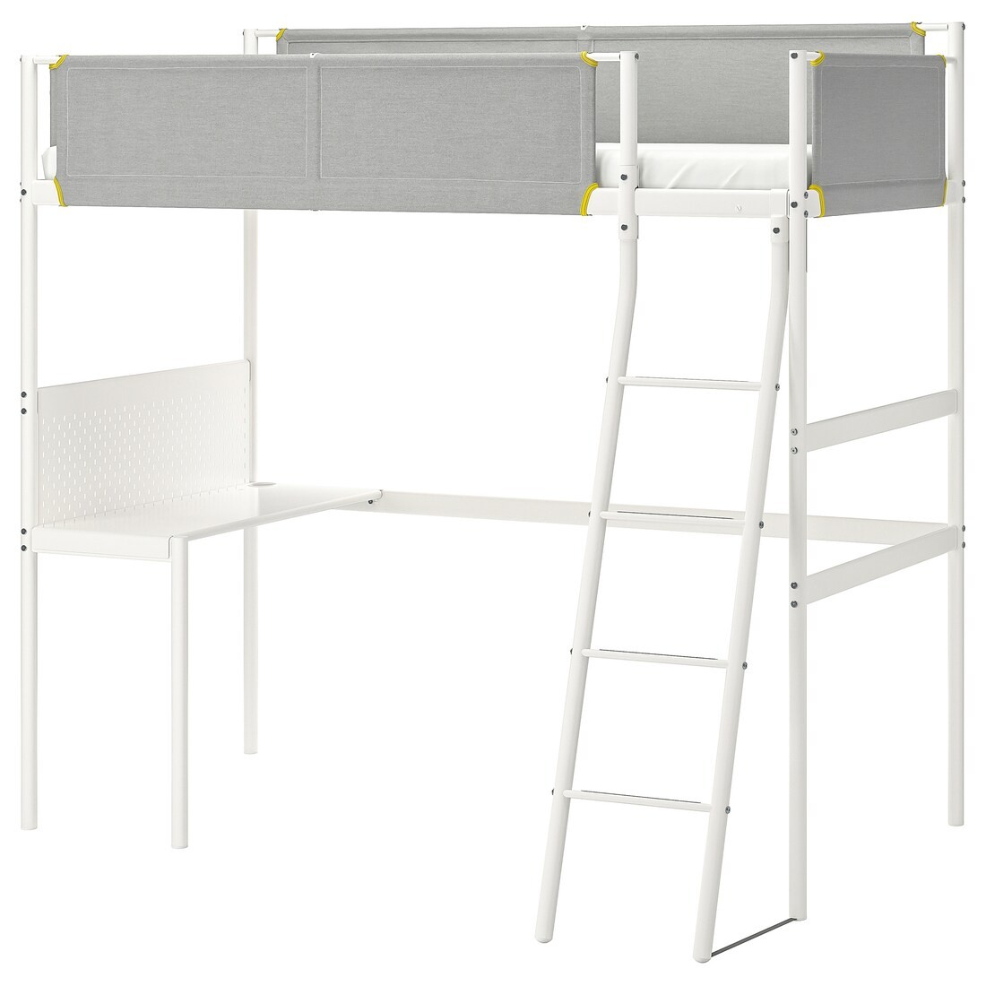 IKEA VITVAL ВІТВАЛЬ Ліжко-горище зі стільницею, білий / світло-сірий, 90x200 см 69302566 | 693.025.66