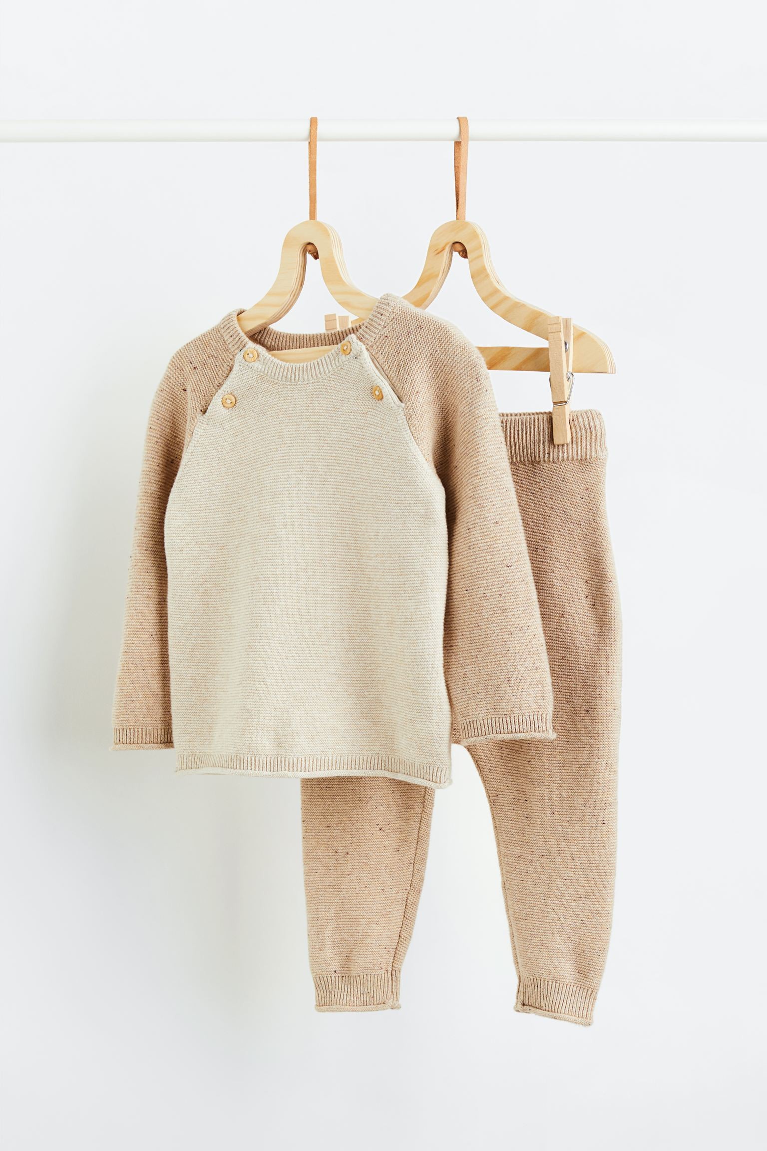 В'язаний светр і штанці, Бежевий/кольоровий блок, Різні розміри