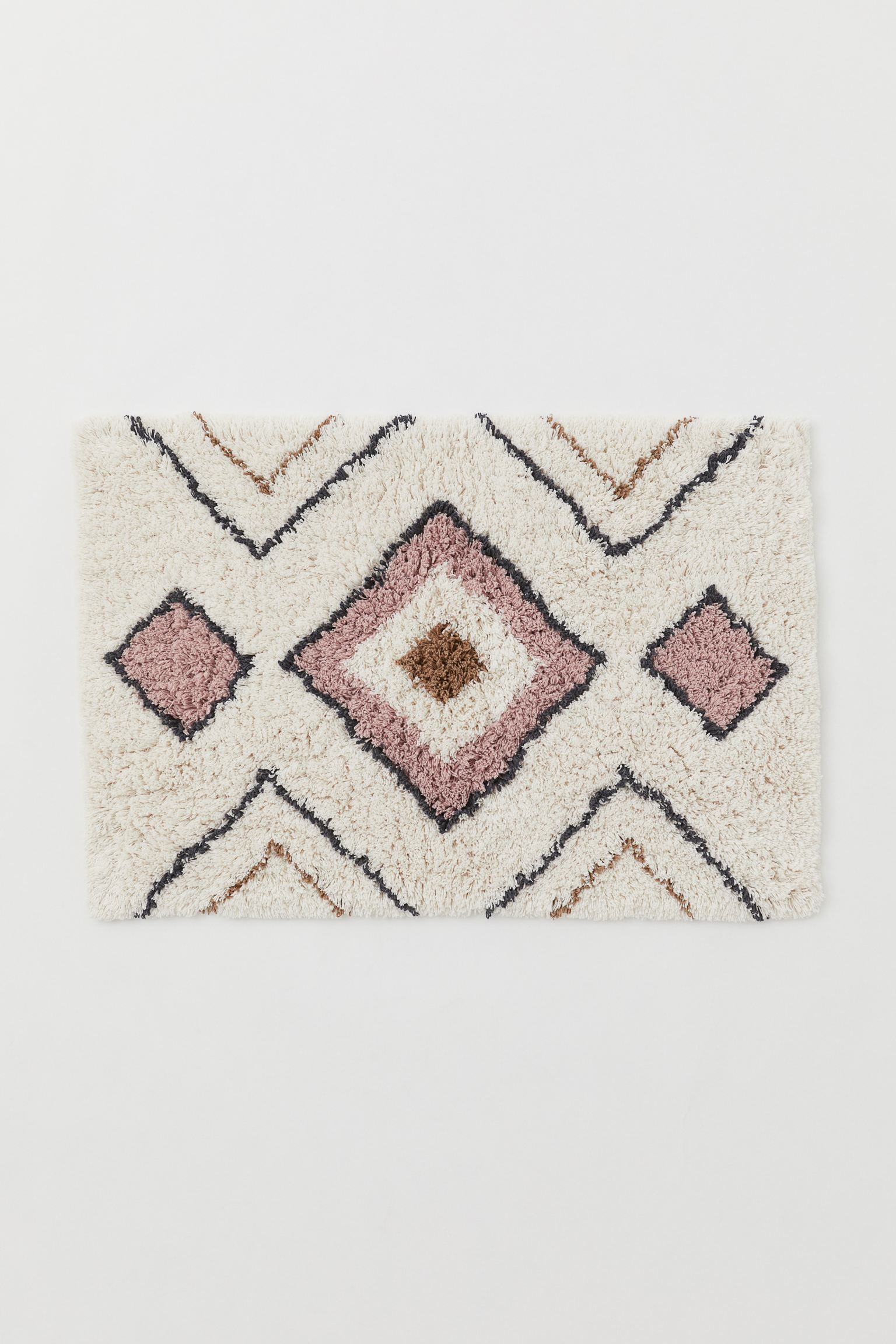 Пухнастий килимок для ванної, Натуральний білий/візерунок, 60x90