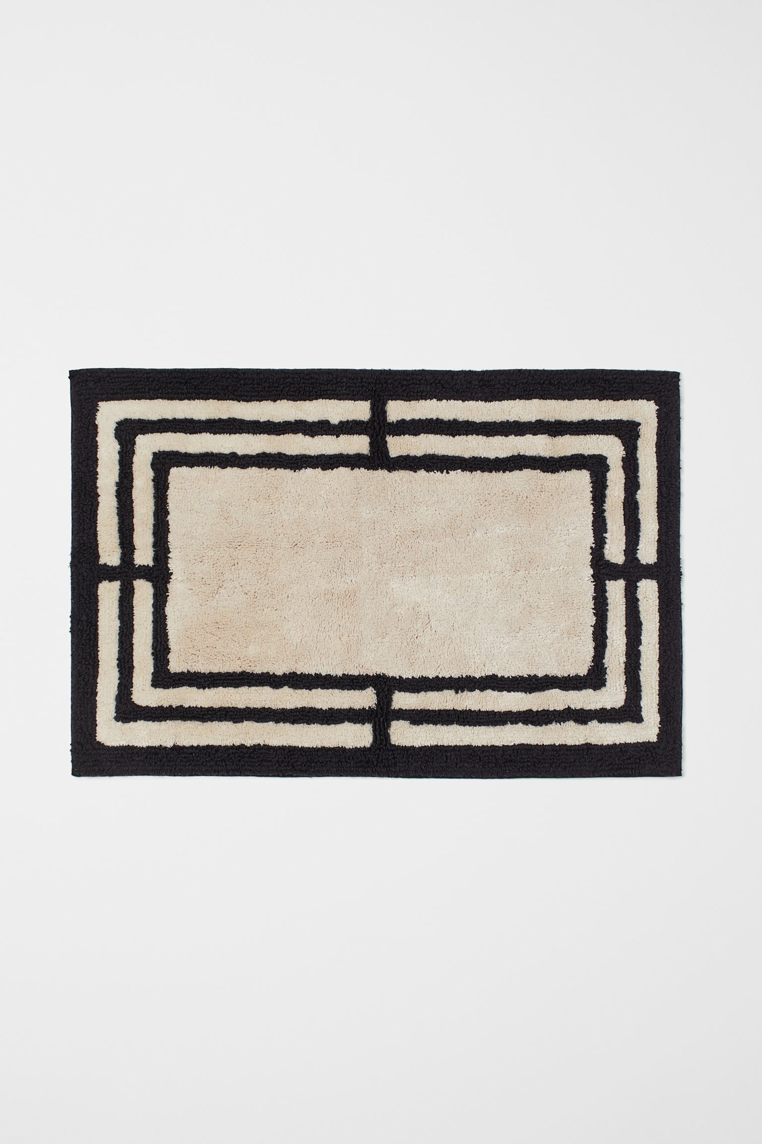 Пухнастий килимок для ванної, Світло-бежевий/Чорний, 60x90