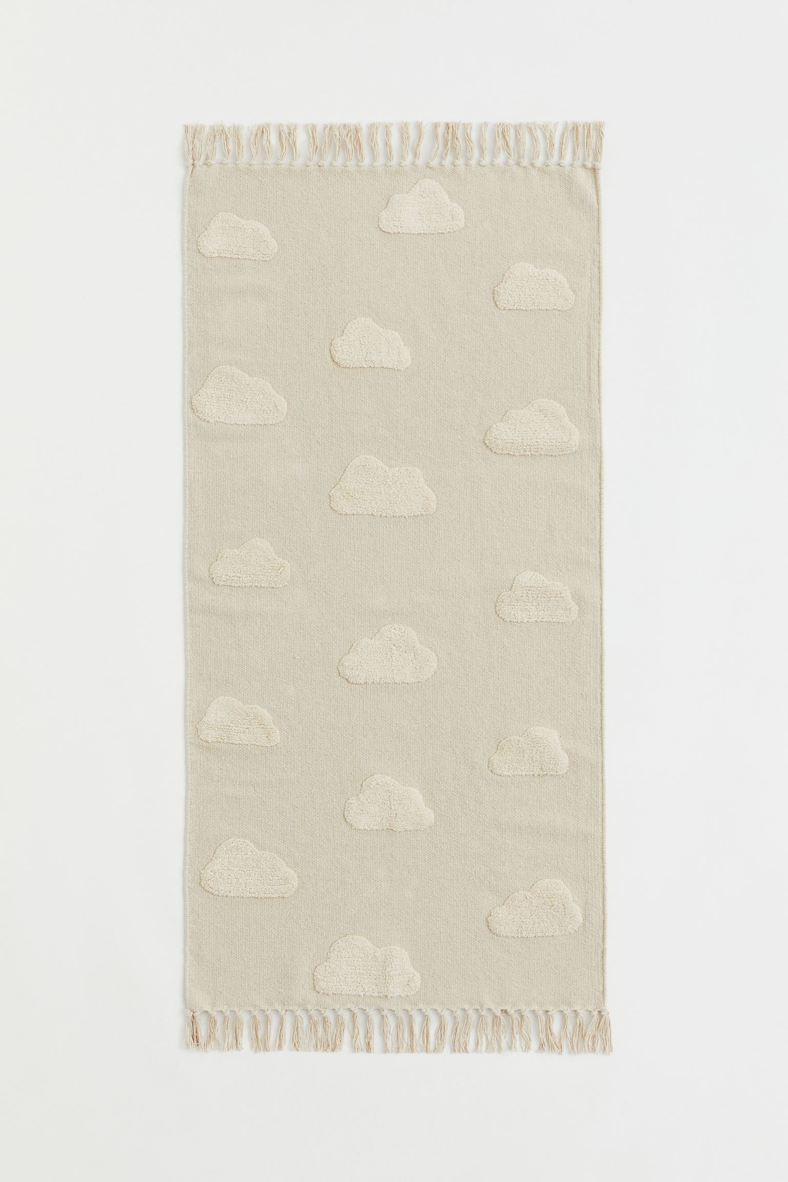 Бавовняний килим з пухнастим малюнком, Натуральний білий, 70x140