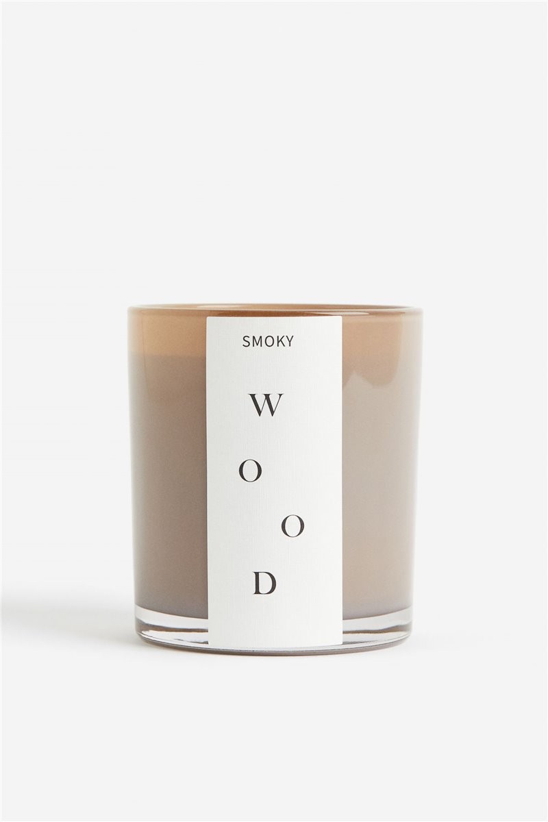 Ароматична свічка в скляному контейнері, Темно-бежевий/димчастий ліс