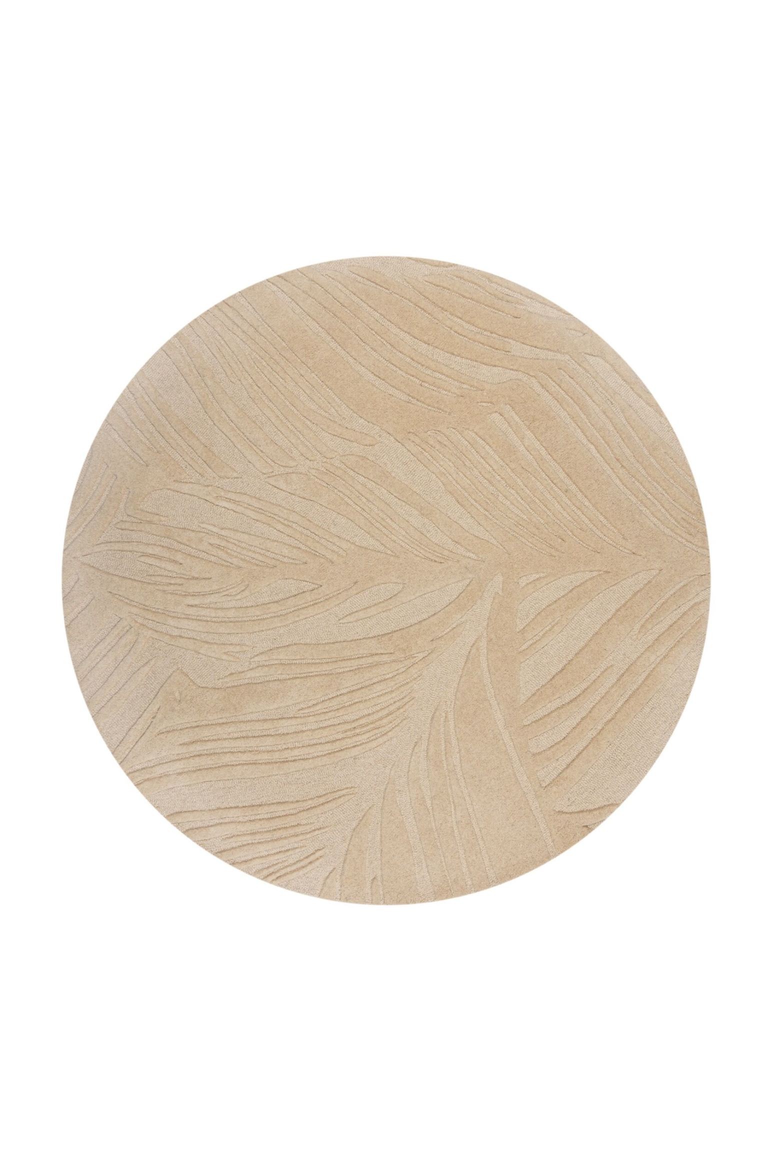 Круглий вовняний килим Lino Leaf - Натуральний