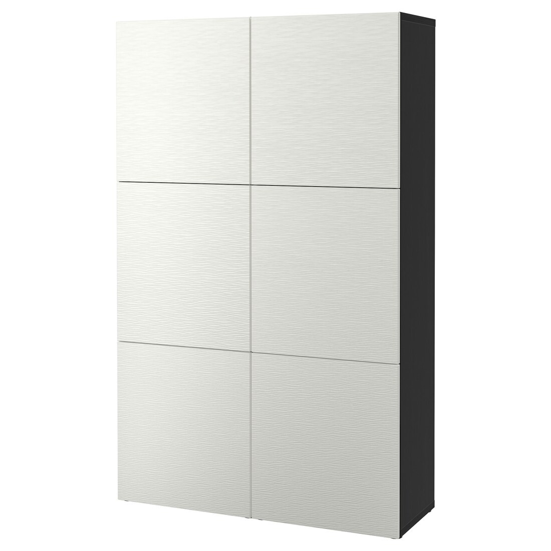 BESTÅ БЕСТО Комбінація для зберігання з дверцятами, чорно-коричневий / Laxviken білий, 120x42x193 см