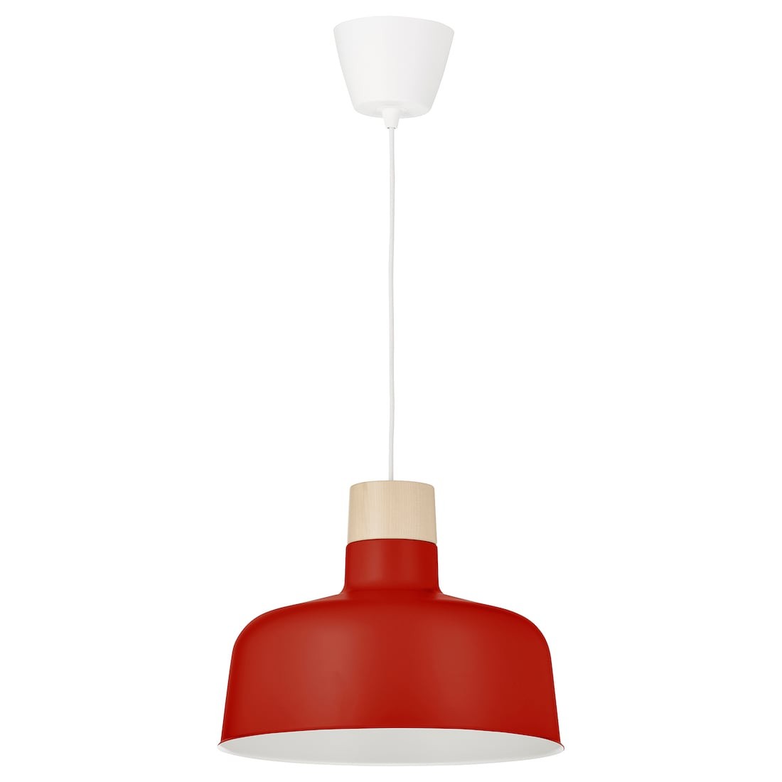 BUNKEFLO Підвісний світильник, червоний/береза, 36 см