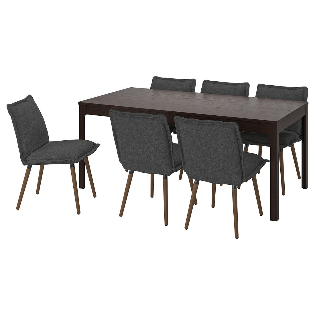 EKEDALEN / KLINTEN Стіл і 6 стільців, темно-коричневий / Kilanda темно-сірий, 180/240 см